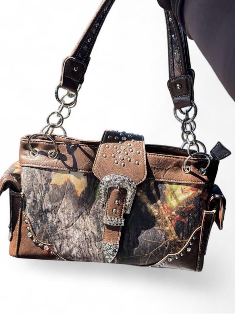 Y2K Western Camo Rhinestone Studded Handbag
